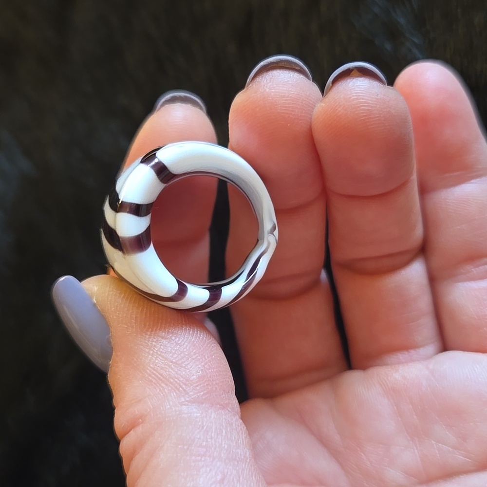 Murano Glass Ring With Zebra Pattern - image 5